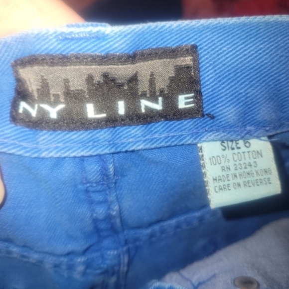 Vtg 90s Ny Line royal blue acid wash high waist denim mom jean shorts 4/6 NWOT - Picture 15 of 17